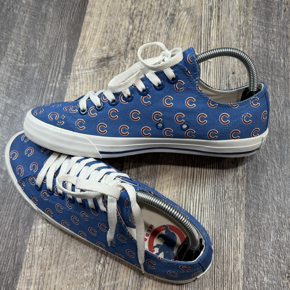 Chicago Cubs Shoes Row One Canvas Victory Sneakers Blue All-Over Logo M8‎ / W9.5 - Picture 7 of 11